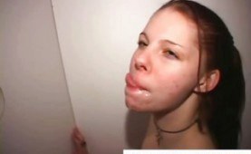 Nasty brunette babe gets a cumshot